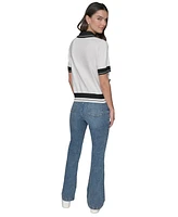 Karl Lagerfeld Paris Women's Short-Sleeve Collared Sweater