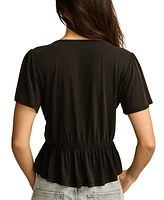 Lucky Brand Women's Sandwash Shirred Button-Front Top