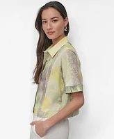 Dkny Women's Printed Camp Shirt