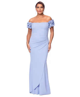 Xscape Women's Embellished-Strap Off-The-Shoulder Gown