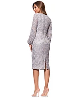 Xscape Women's Soutache Lace Blouson-Sleeve Sheath Dress