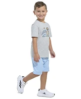 adidas Toddler & Little Boys Short-Sleeve Heather T-Shirt Elastic-Waistband Logo Shorts, 2 Piece Set