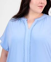 Jones New York Plus Split-Neck Henley Top