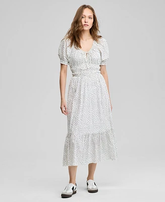 And Now This Women's Cotton Dot-Print Smocked-Waist Dress, Exclusively at Macy's