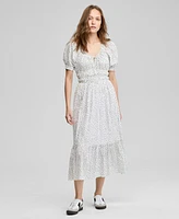 And Now This Women's Cotton Dot-Print Smocked-Waist Dress, Exclusively at Macy's