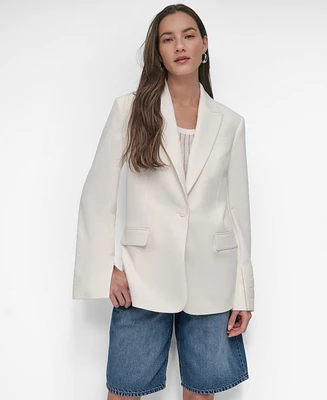 Dkny Women's Notch-Collar Split-Cuff Logo-Patch Jacket