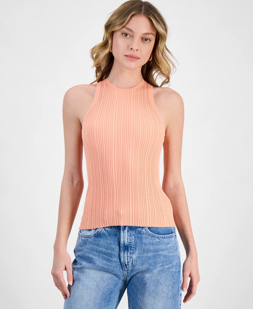 Hugo Women's Crewneck Ribbed Knit Sleeveless Top