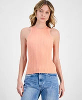 Hugo Women's Crewneck Ribbed Knit Sleeveless Top
