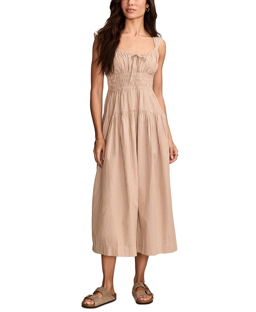 Lucky Brand Women's Sleeveless Smocked Midi Dress