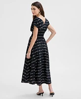 I.n.c. International Concepts Women's Striped Double V-Neck Cotton Dress, Exclusively at Macy's