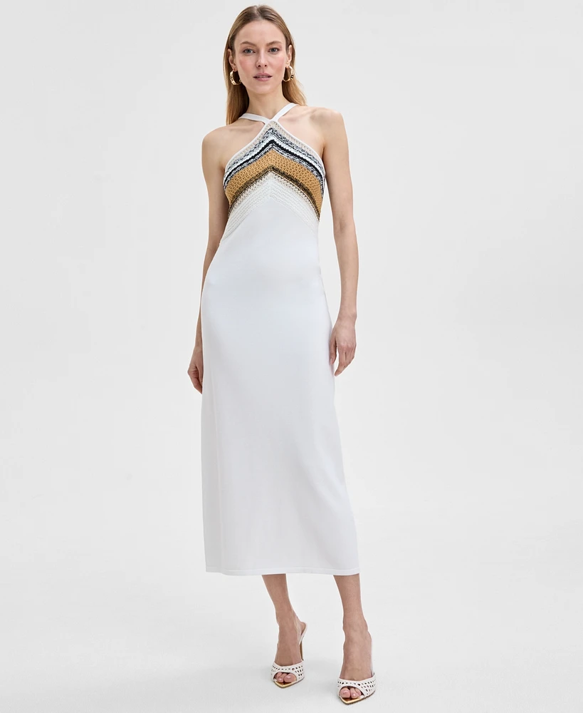 I.n.c. International Concepts Women's Crocheted Halter Sweater Dress, Exclusively at Macy's