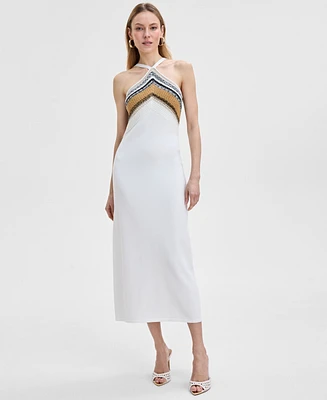 I.n.c. International Concepts Women's Crocheted Halter Sweater Dress, Exclusively at Macy's