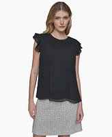 Karl Lagerfeld Paris Women's Flutter-Sleeve Blouse