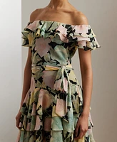 Lauren Ralph Women's Floral Off-the-Shoulder Cocktail Dress