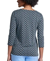 Jones New York Women's Printed Button-Trim Top