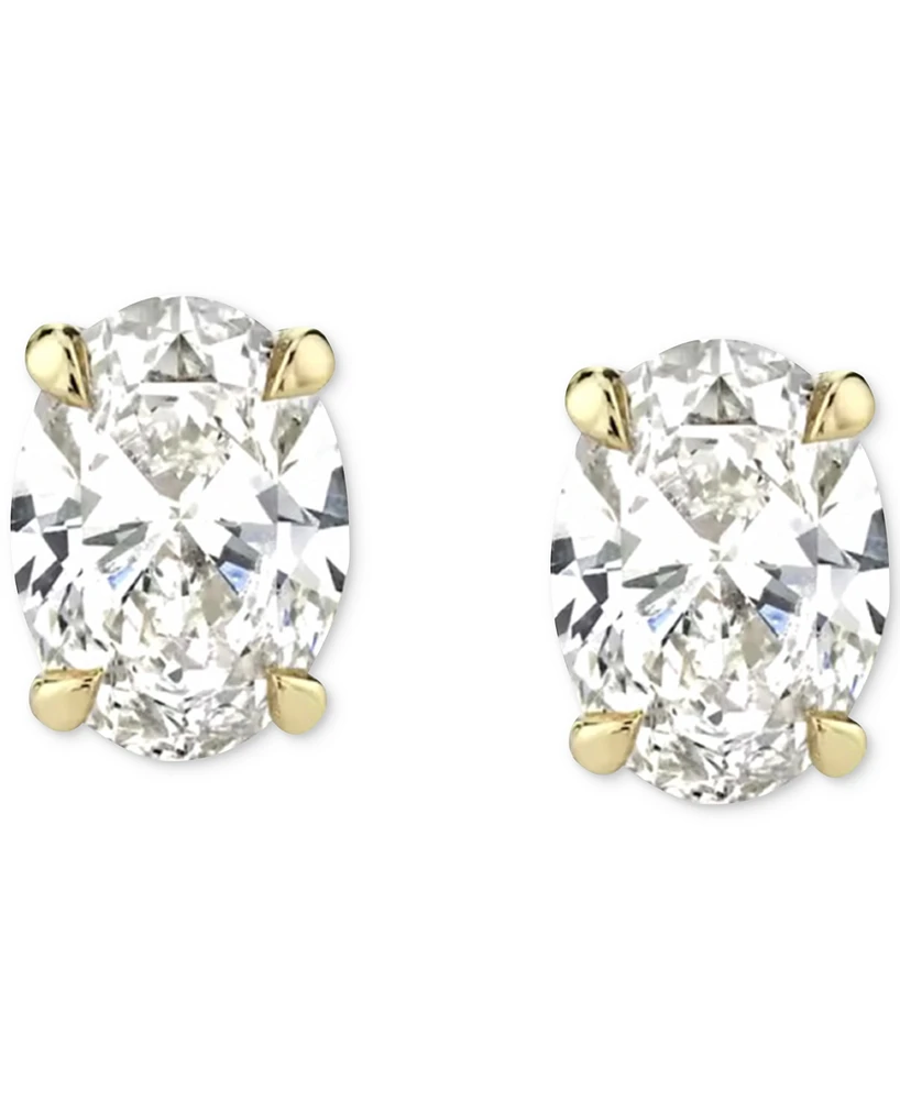 Ben Oni 18k Gold-Plated Sterling Silver Cubic Zirconia Oval Stud Earrings