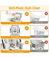 Multifunctional Folding Baby High Chair with Rolling Wheels and Adjustable Height