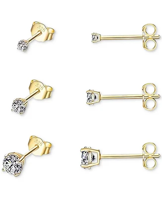 Ben Oni Cubic Zirconia Small Studs, Set of 3