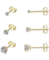 Ben Oni Cubic Zirconia Small Studs, Set of 3