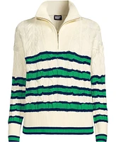Lands' End Women's Plus Drifter Cable Quarter Zip Sweater