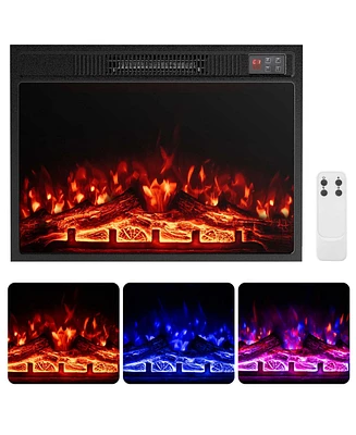 23" Electric Fireplace Insert with Remote Control Adjustable Flame Color Brightness