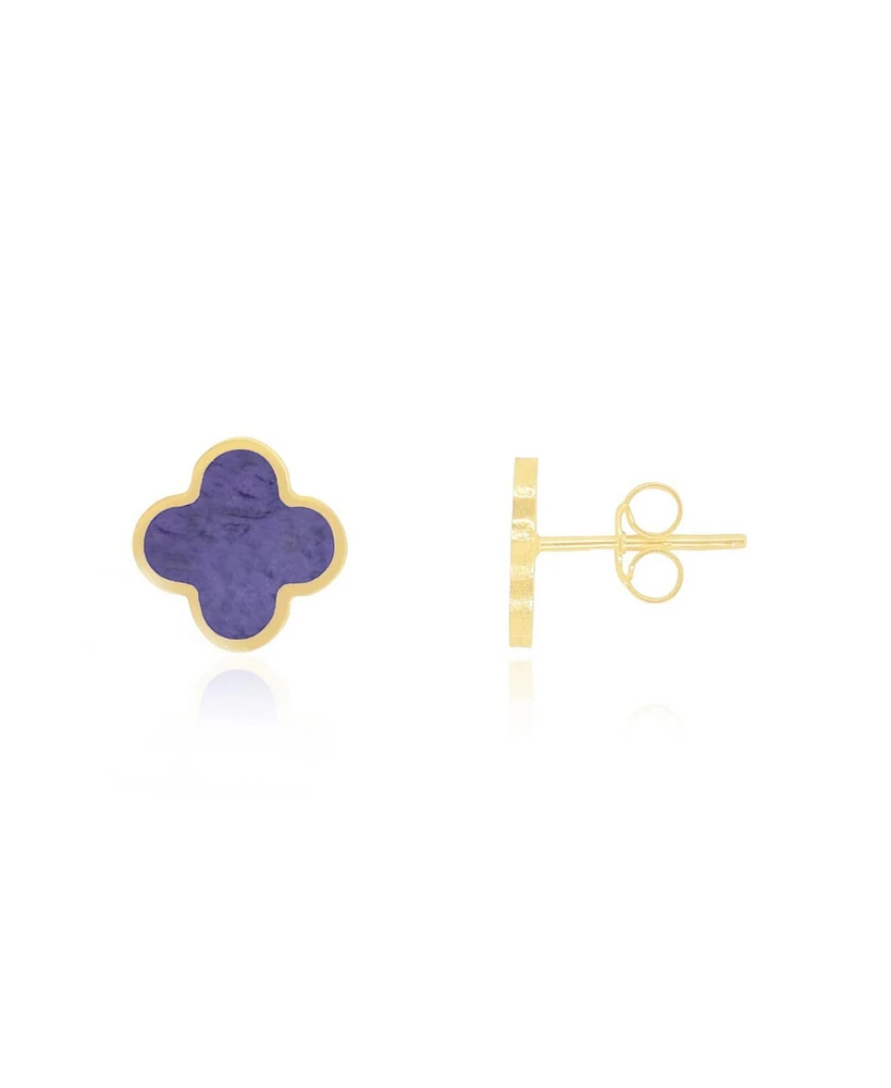 The Lovery Small Amethyst Clover Stud Earrings 14K Gold