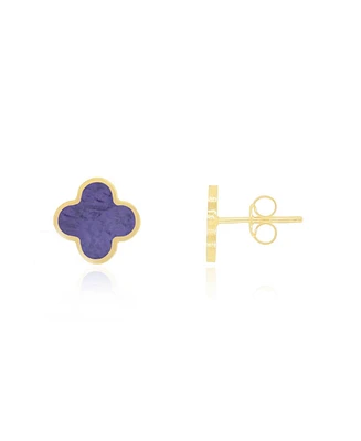 The Lovery Small Amethyst Clover Stud Earrings 14K Gold