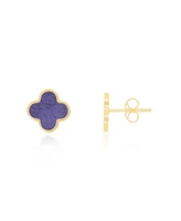 The Lovery Small Amethyst Clover Stud Earrings 14K Gold