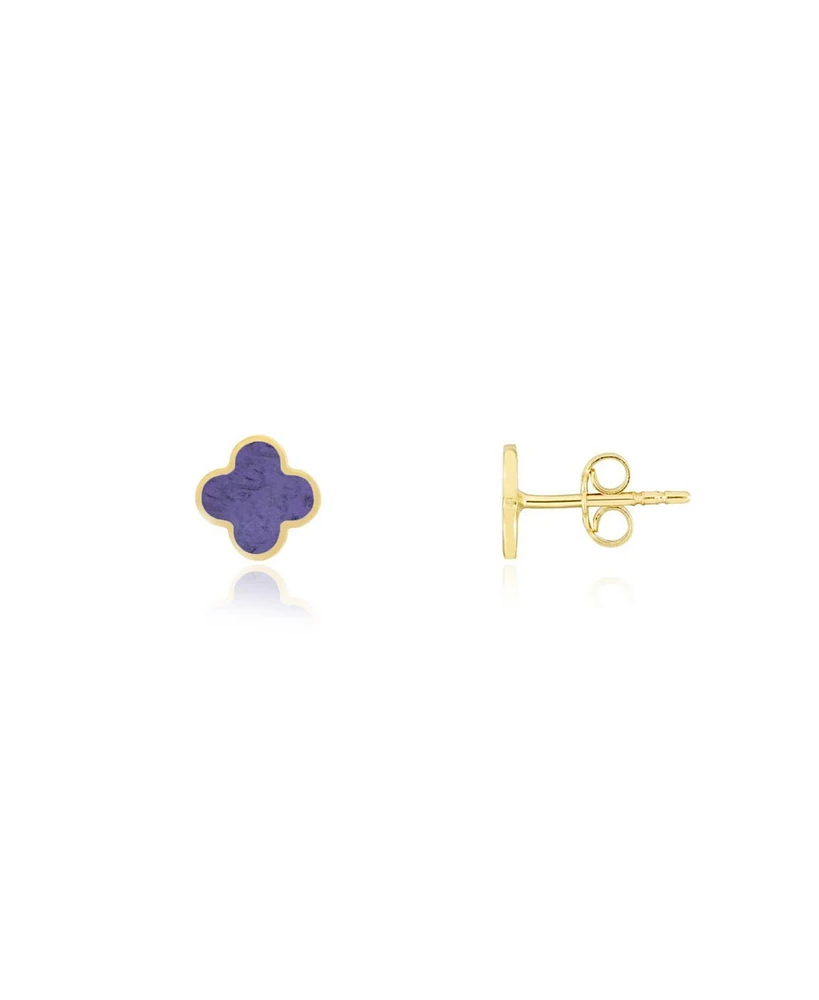 The Lovery Mini Amethyst Clover Stud Earrings 14K Gold