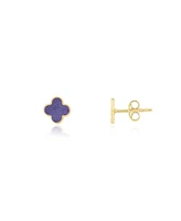 The Lovery Mini Amethyst Clover Stud Earrings 14K Gold