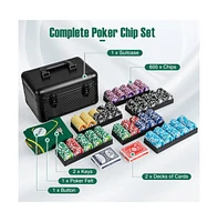 Casino Poker Chips Set with 600 Pieces Texas Hold'em Poker Chip Set for Casino-Style Games