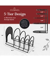 Cuisinel Pan Organizer - Silicone-Coated Non-Slip 15" Heavy Duty Skillet Rack - Kitchen Counter/Cabinet Organization Storage