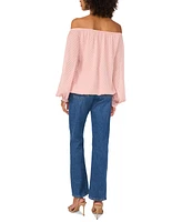 Vince Camuto Women's Textured Off-The-Shoulder Long-Sleeve Tie-Front Blouse
