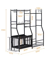 Heavy-Duty Garage Sports Equipment Organizer with Baskets and Hooks