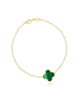 The Lovery Malachite Single Clover Bracelet 14K Gold