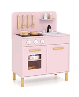 Kids Kitchen Playset with Cooking Accessories & Storage Interactive Toy for Toddlers