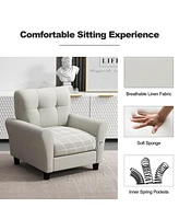 Pcs Upholstered Modern Accent Chair Mid-Century Armchair with Rubber Wood Legs
