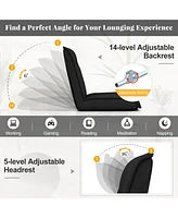 Folding Floor Chair Convertible Lazy with 14-Position Adjustable Backrest