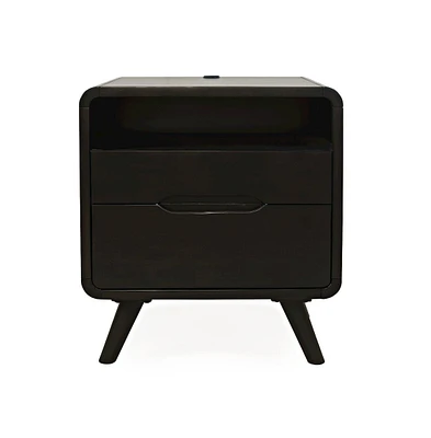 Marlowe Mid-Century Modern 25" Curved Nightstand with Usb Charging