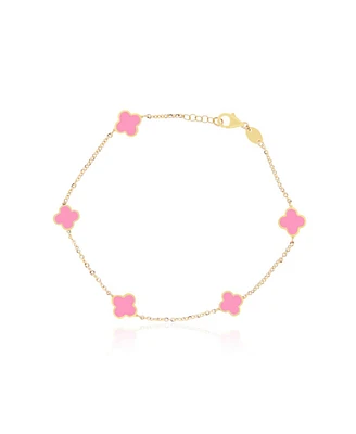 The Lovery Mini Bubblegum Pink Clover Bracelet 14K Gold