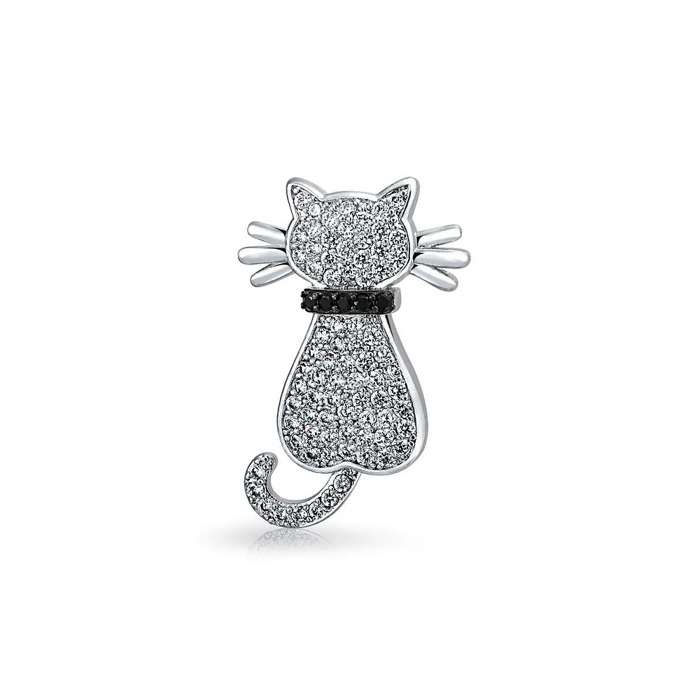 Bling Jewelry Cute Animal Lover Cz Kitty Cat Brooche Pin Cubic Zirconia