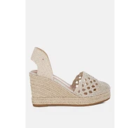 Sea Breeze Woven Lace-Up Espadrille Wedges