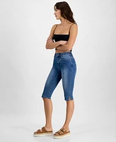 Dollhouse Juniors' Seam Front High-Rise Capri Jeans