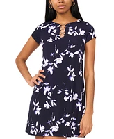 Msk Petite Floral-Print O-Ring Shift Dress