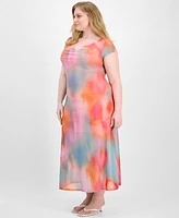 Bar Iii Trendy Plus Cowl-Neck Short-Sleeve Maxi Dress, Exclusively at Macy's