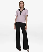 Karl Lagerfeld Paris Women's Contrast-Trim Collared Top