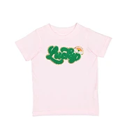 Little and Big Girls Lucky Rainbow Patch St. Patrick's Day Short Sleeve T-Shirt