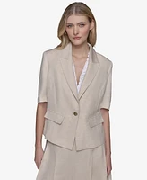 Karl Lagerfeld Paris Women's Lurex Elbow-Sleeve Peak-Lapel Jacket