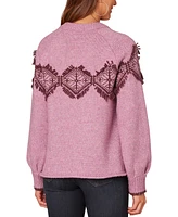 Democracy Women's Jacquard Knit Fringe Sweater