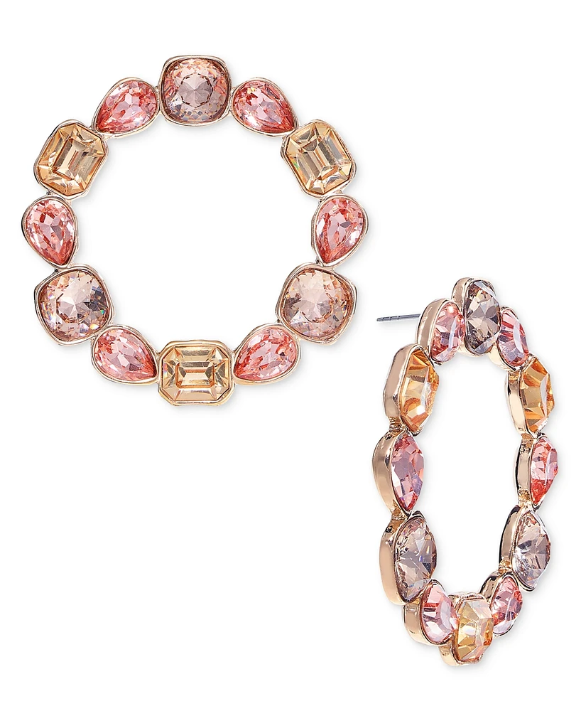 I.n.c. International Concepts Gold-Tone Mixed Stone Front-Facing Hoop Earrings, Exclusively at Macy's